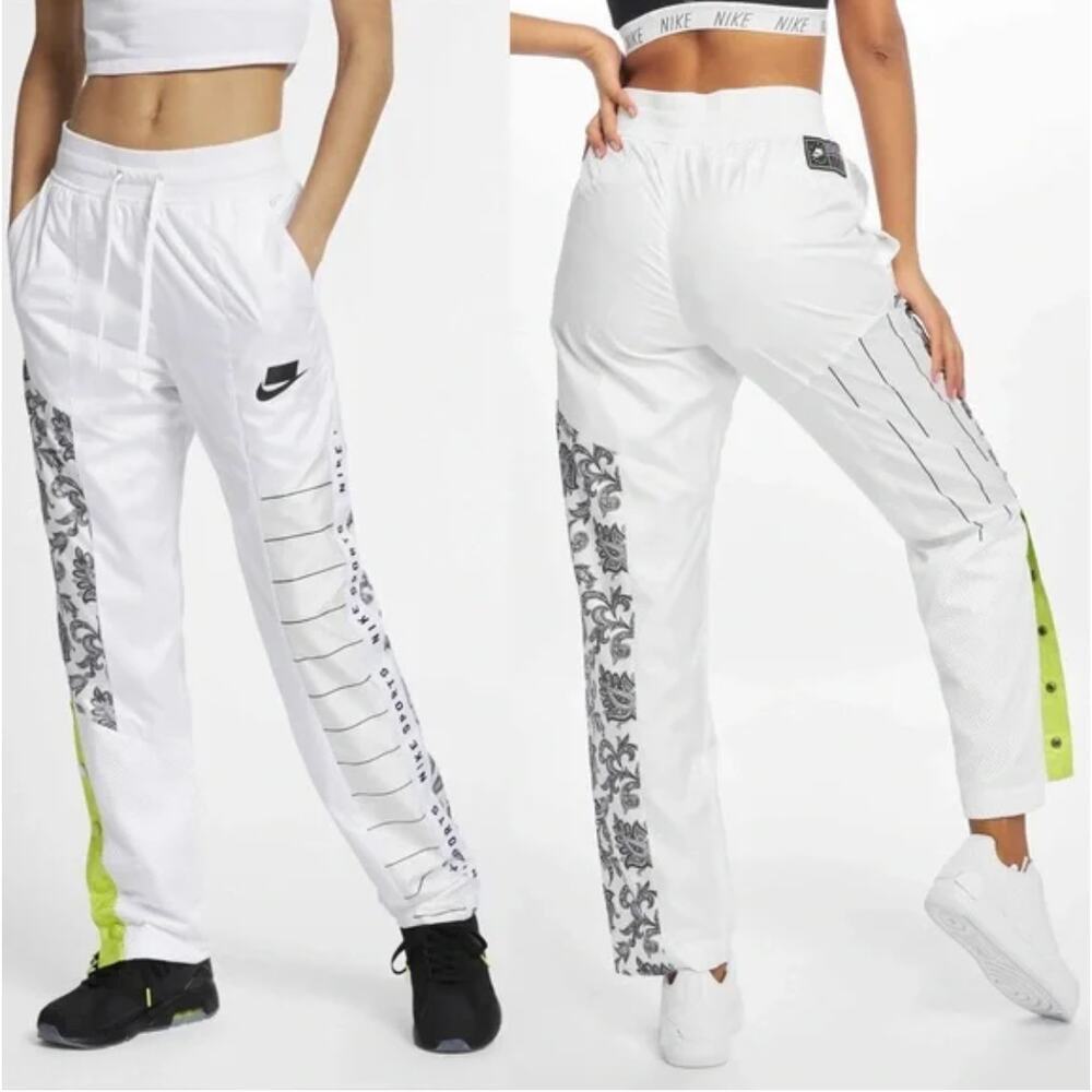 Nike Neon Green, White, Black Paisley Print Track Pants Size Small